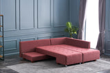 Corner sofa with sleep function on the right manama claret red