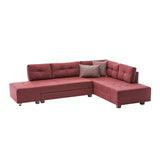 Corner sofa with sleep function on the right manama claret red