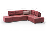 Corner sofa with sleep function on the right manama claret red