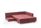 Corner sofa with sleep function on the right manama claret red