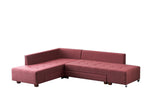 Corner sofa with sleeping function on the left manama claret red