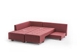 Corner sofa with sleeping function on the left manama claret red