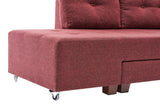 Corner sofa with sleeping function on the left manama claret red