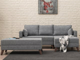 Corner sofa with sleeping function on the right Bella Gray