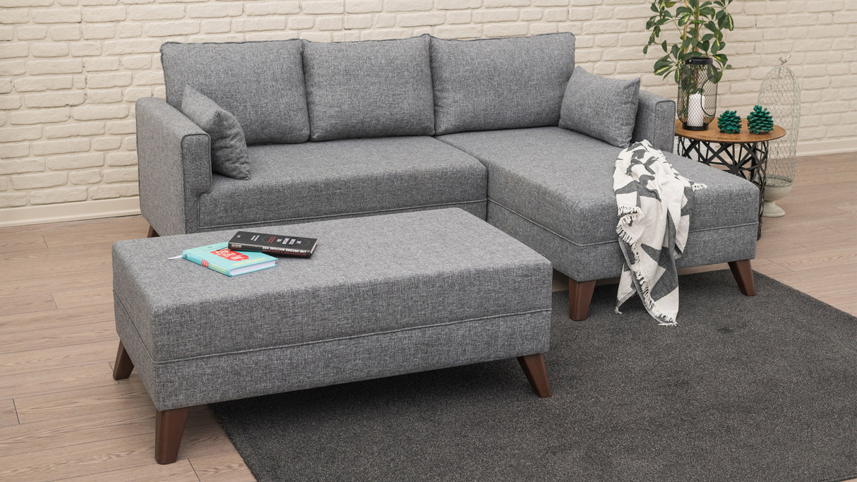 Corner sofa with sleeping function on the right Bella Gray