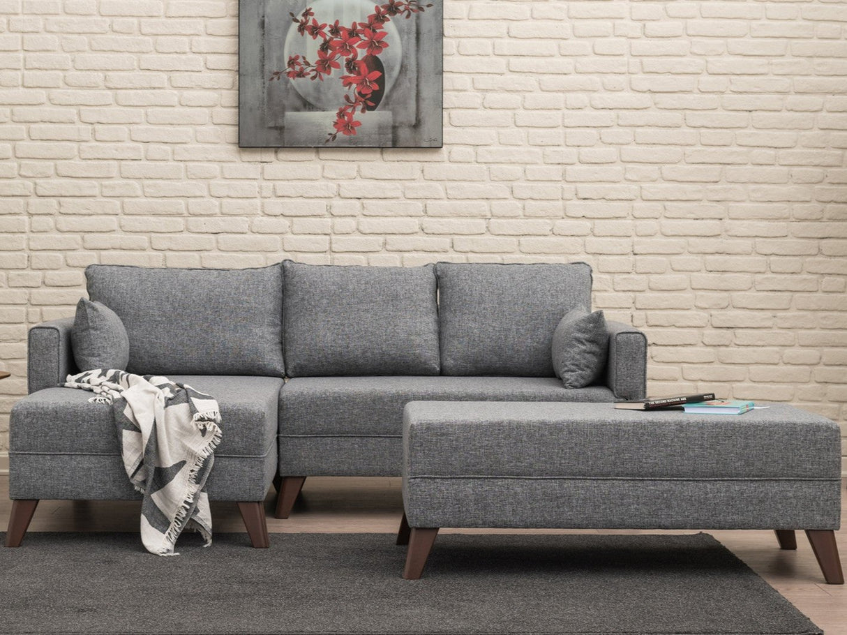 Corner sofa with sleeping function on the left bella gray