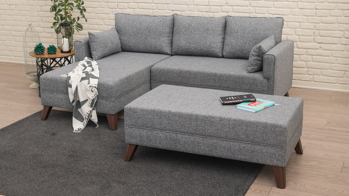 Corner sofa with sleeping function on the left bella gray