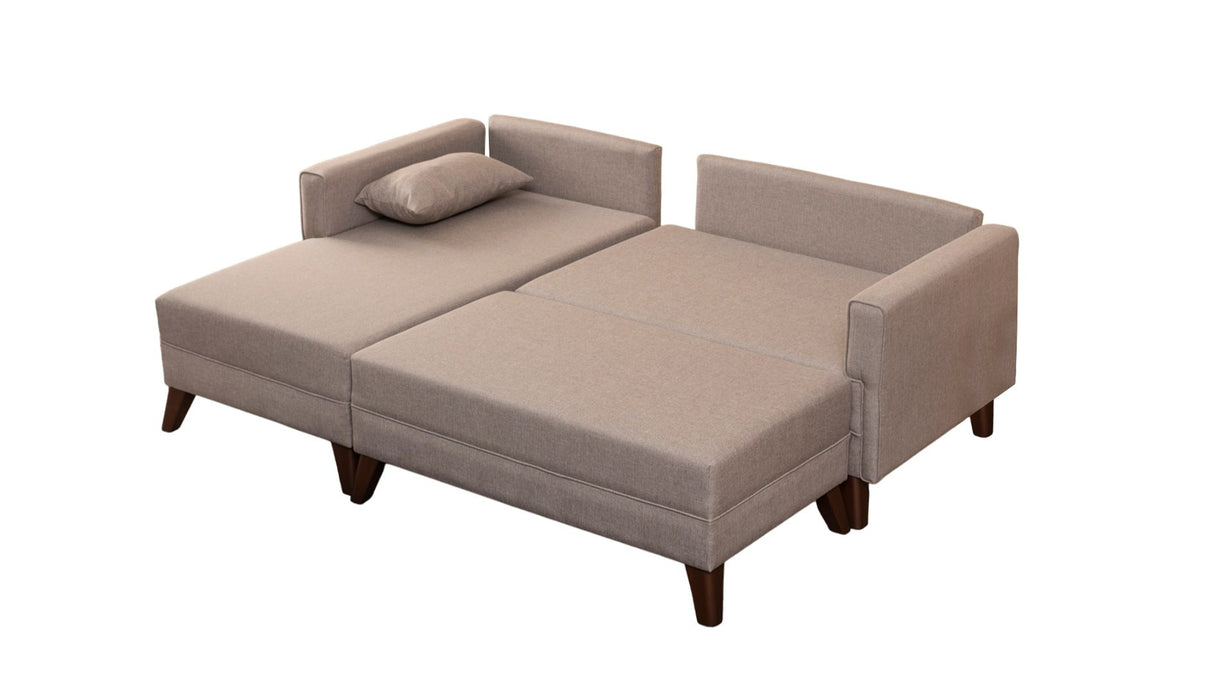 Corner sofa with sleeping function on the left Bella Crème