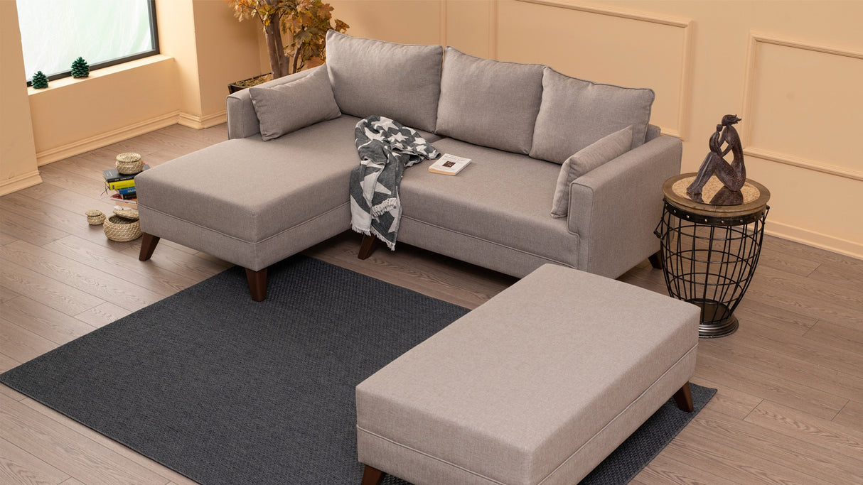 Corner sofa with sleeping function on the left Bella Crème