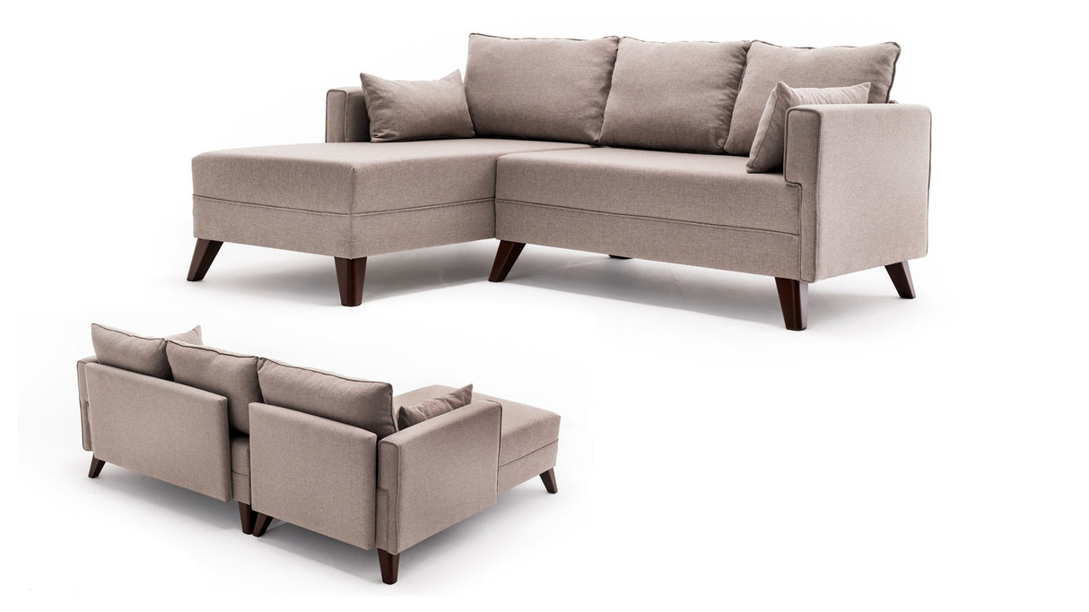 Corner sofa with sleeping function on the left Bella Crème