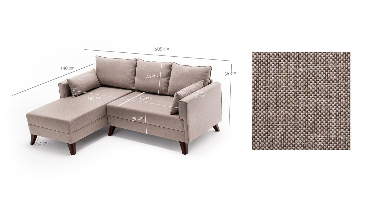 Corner sofa with sleeping function on the left Bella Crème