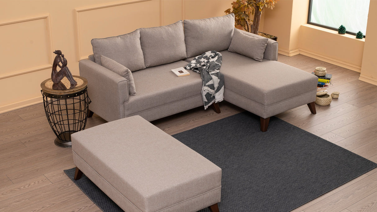 Corner sofa with sleep function on the right Bella Crème