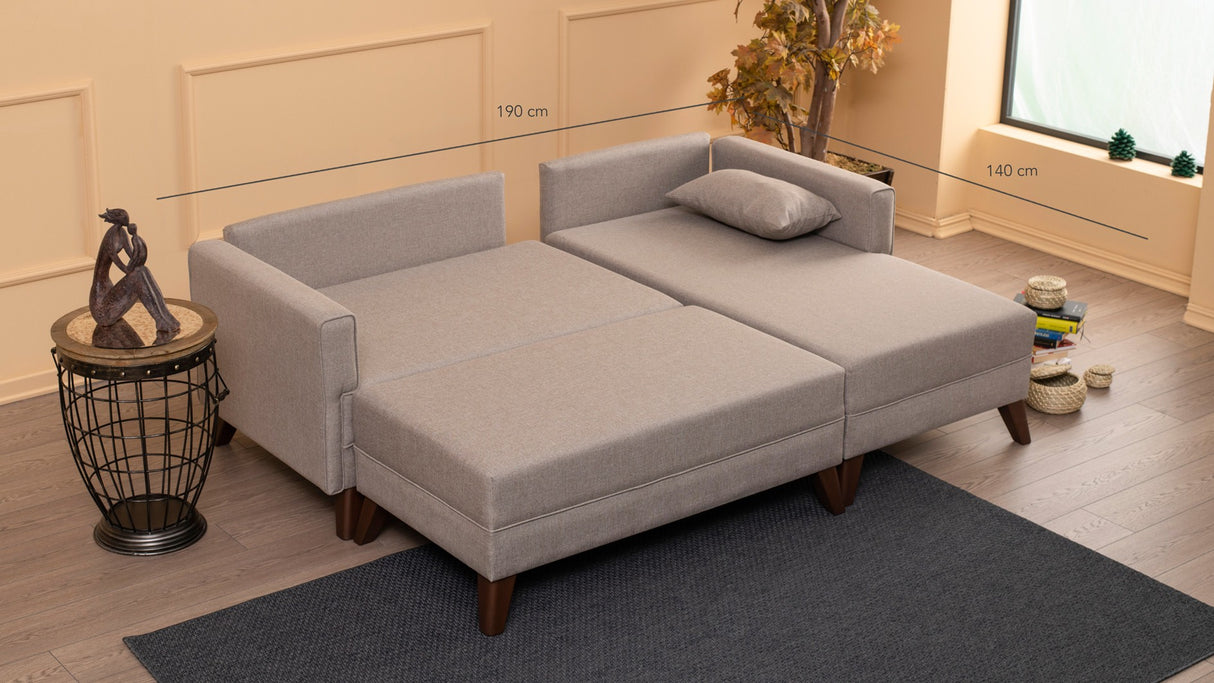 Corner sofa with sleep function on the right Bella Crème