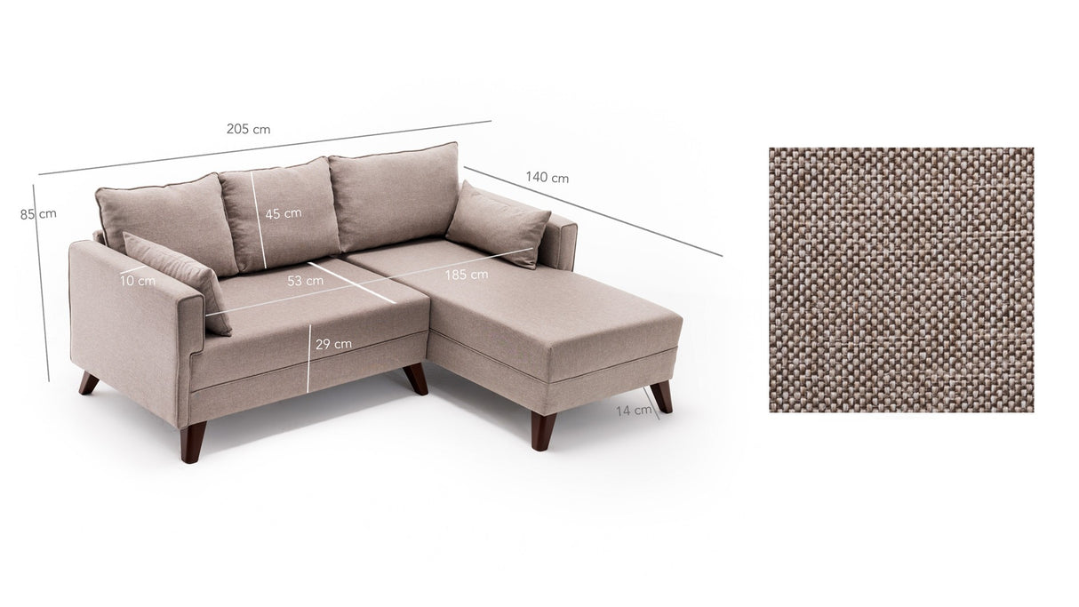 Corner sofa with sleep function on the right Bella Crème