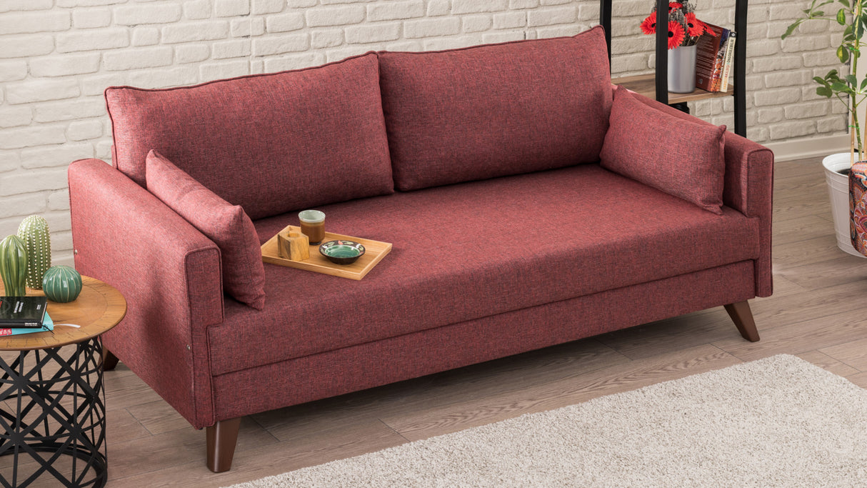 3-seater Bank Bella Claret Red