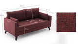 3-seater Bank Bella Claret Red