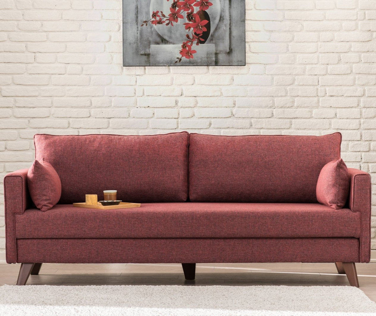 3-seater sofa bed Bella Claret Red