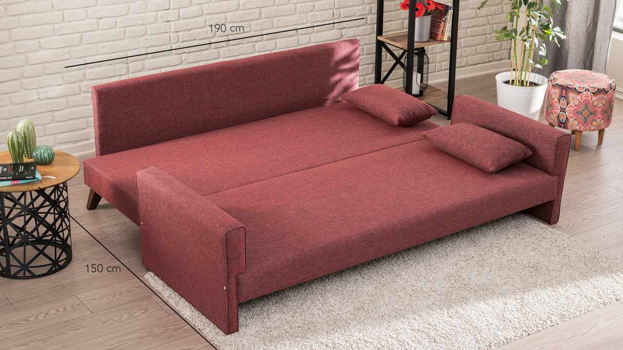 3-seater sofa bed Bella Claret Red