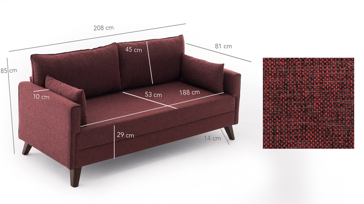 3-seater sofa bed Bella Claret Red