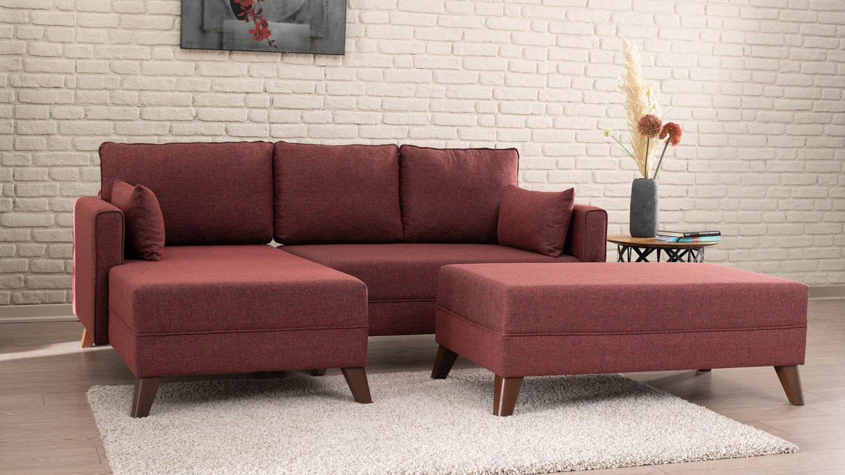 Corner sofa with sleeping function on the left Bella Claret Red