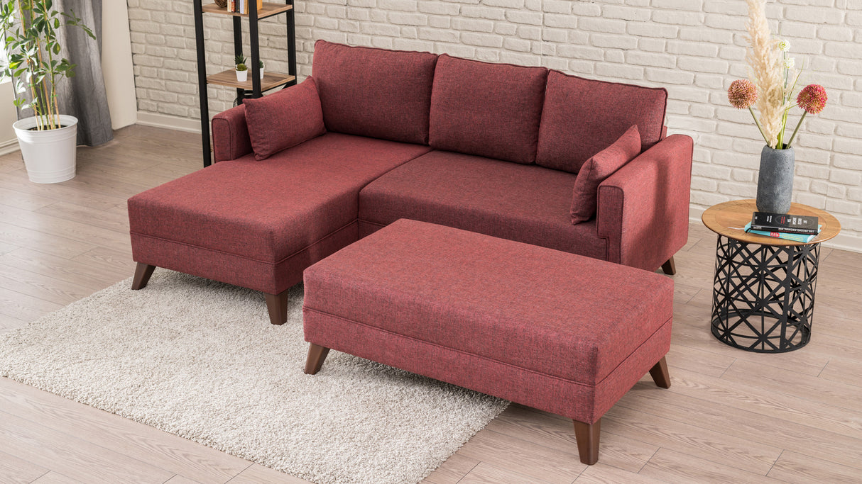 Corner sofa with sleeping function on the left Bella Claret Red