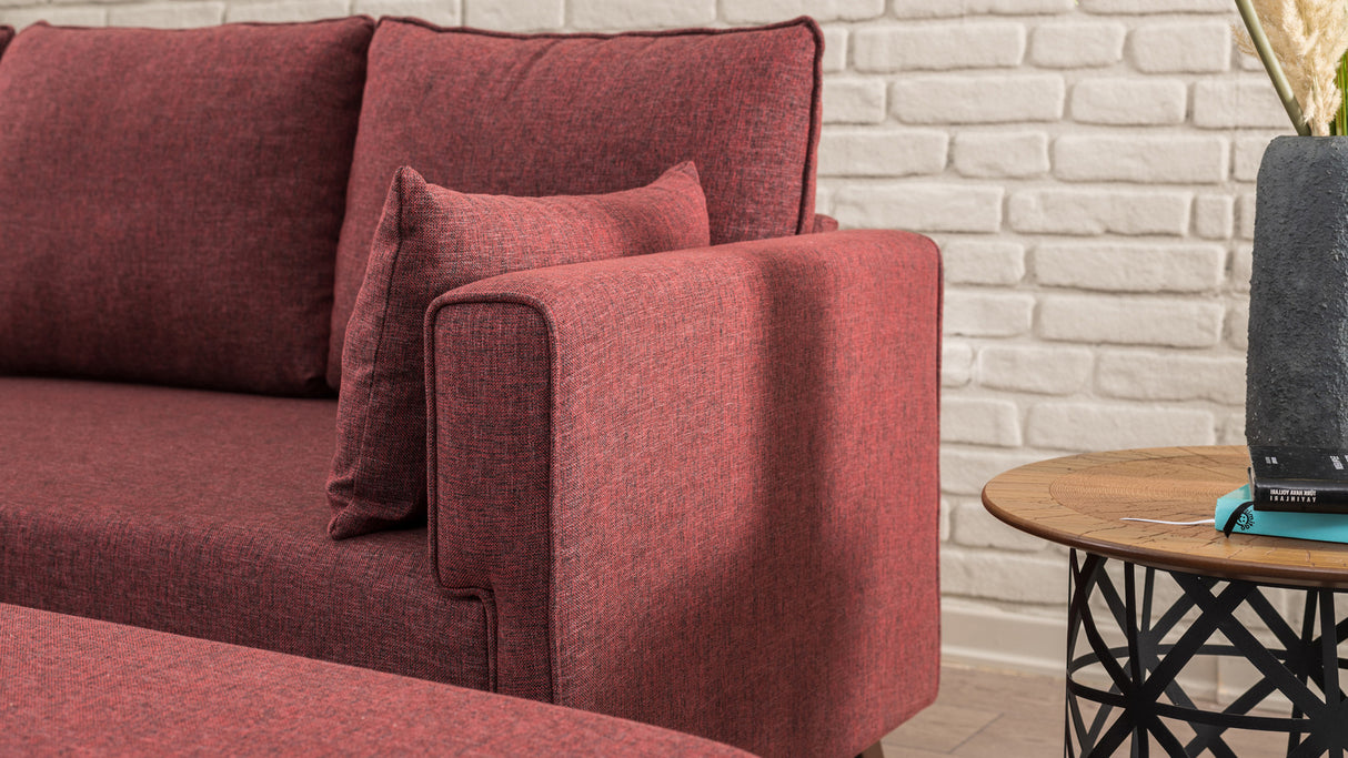 Corner sofa with sleeping function on the left Bella Claret Red