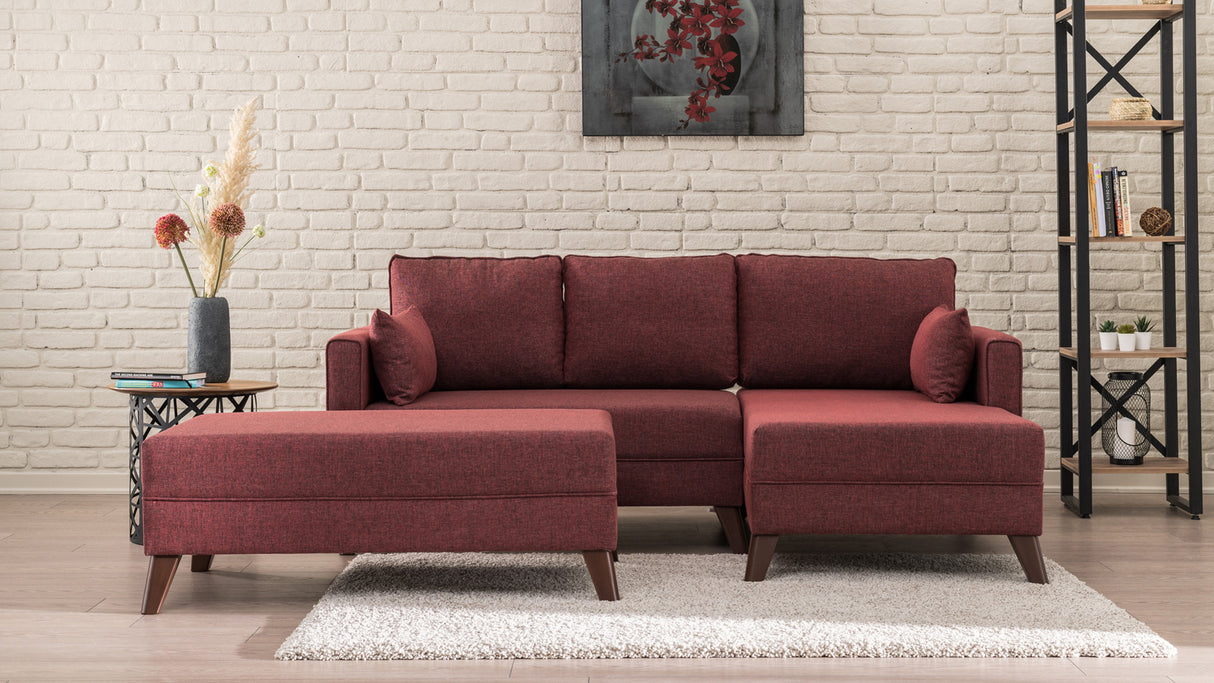 Corner sofa with sleep function on the right Bella Claret Red