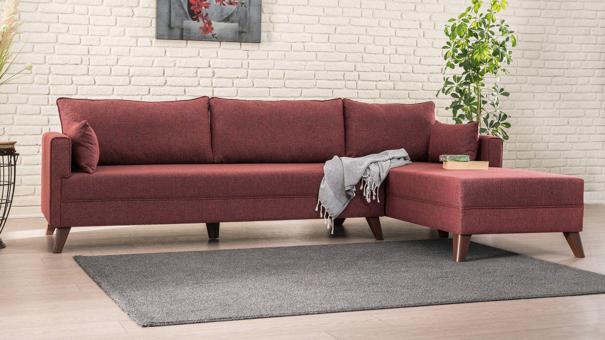 Corner sofa on the right Bella Claret Red