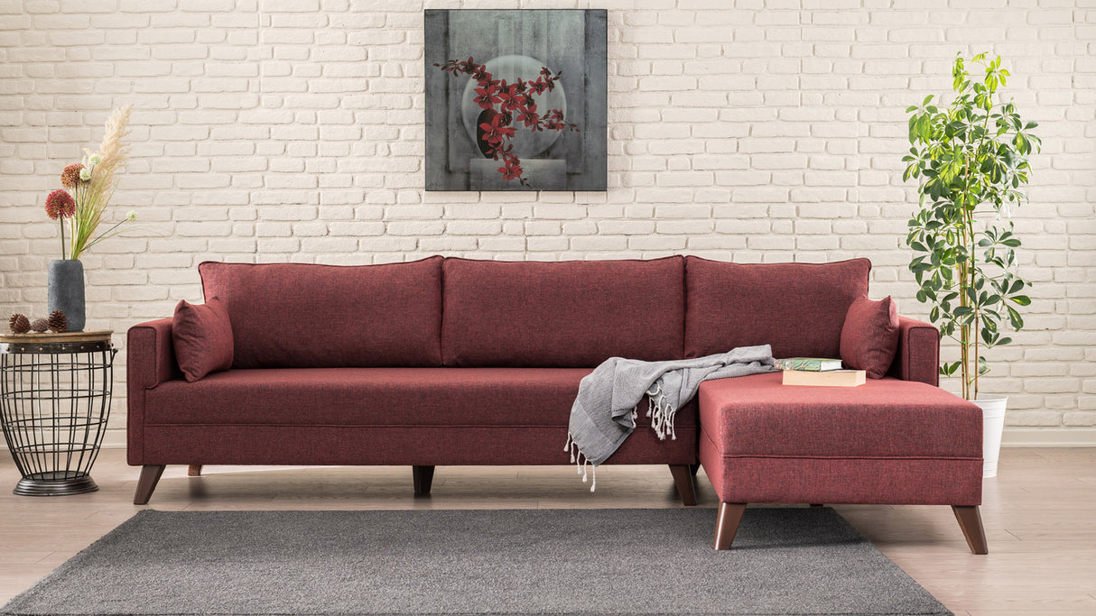 Corner sofa on the right Bella Claret Red