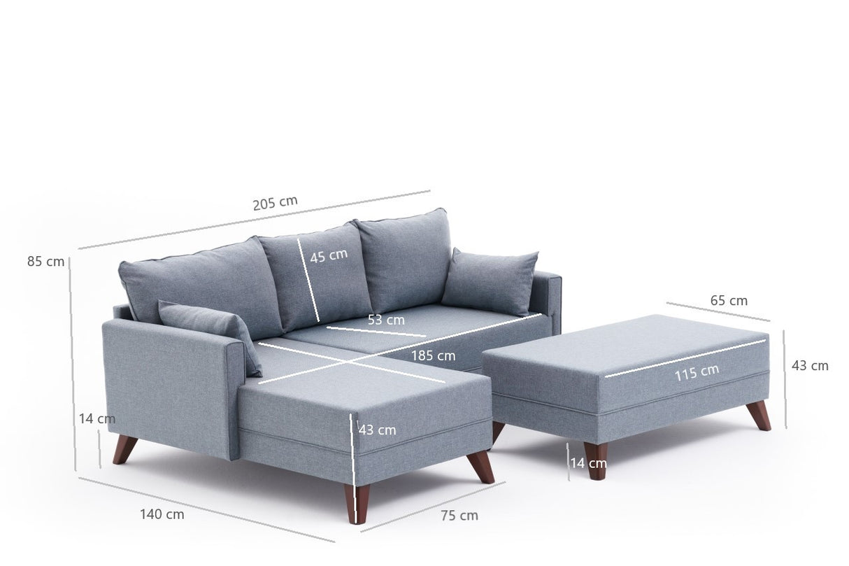 Corner sofa with sleeping function on the left Bella blue