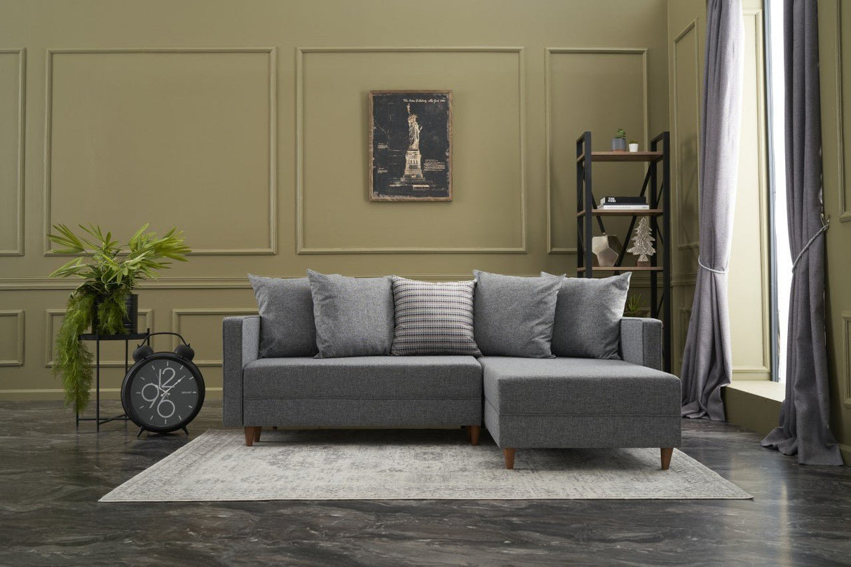 Corner sofa with sleeping function on the right Aydam Gray