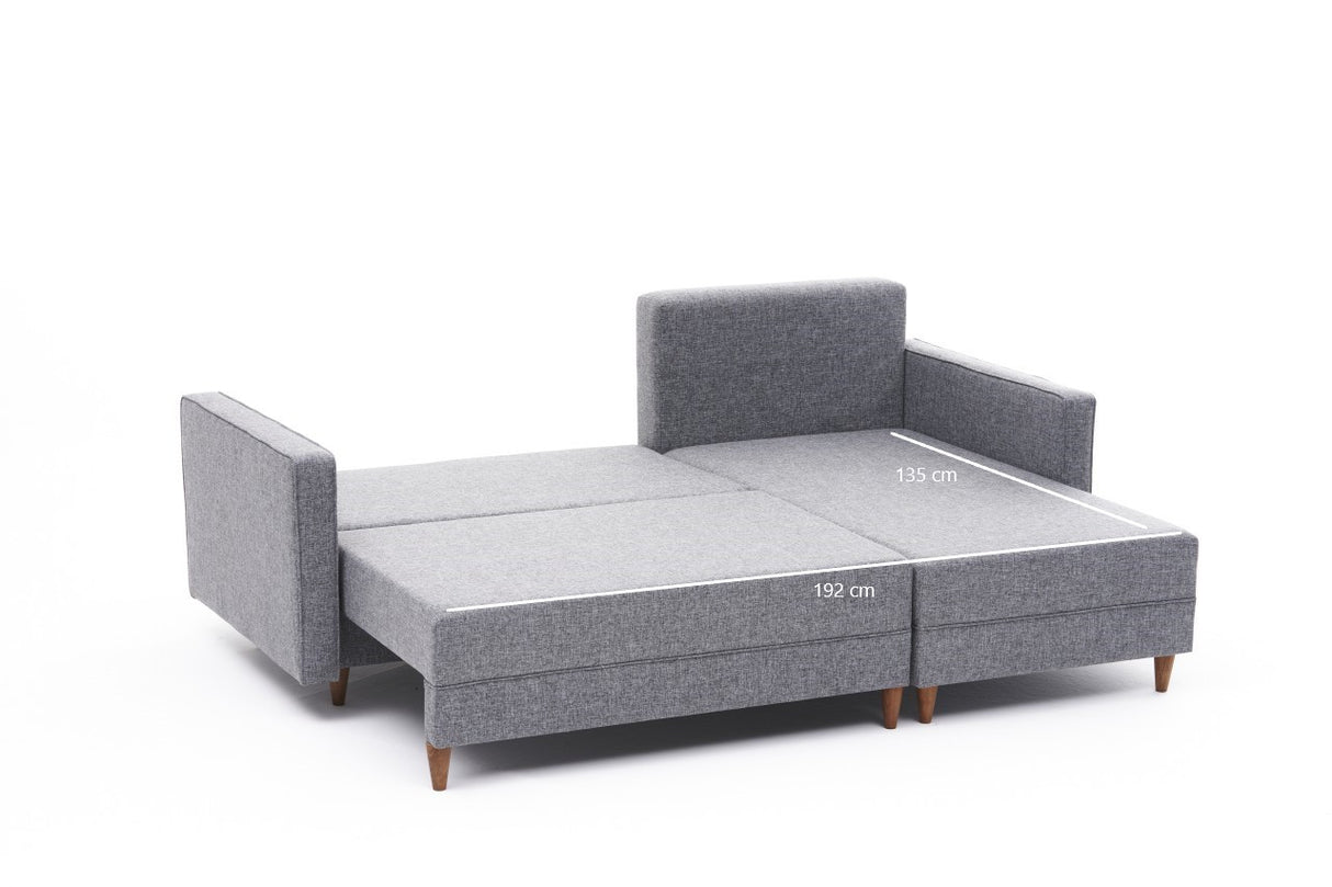 Corner sofa with sleeping function on the right Aydam Gray