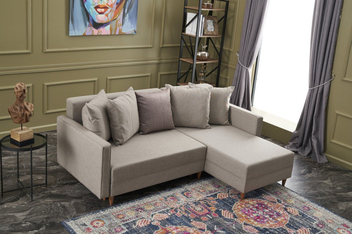 Corner sofa with sleeping function on the right Aydam Crème