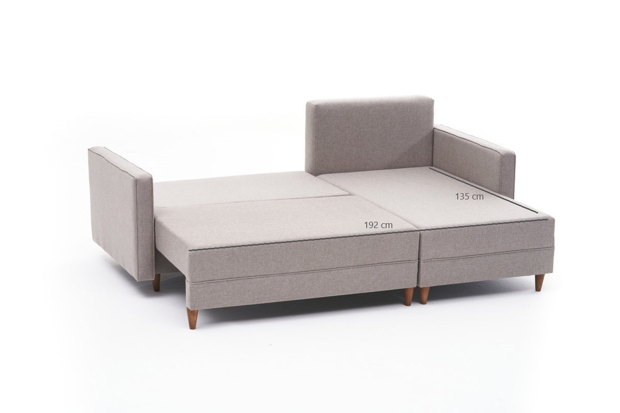 Corner sofa with sleeping function on the right Aydam Crème