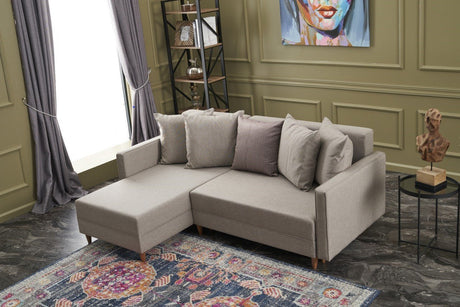 Corner sofa with sleeping function on the left Aydam Crème