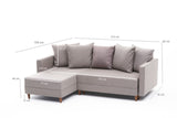 Corner sofa with sleeping function on the left Aydam Crème