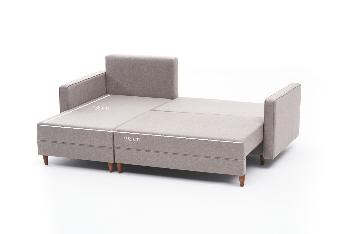 Corner sofa with sleeping function on the left Aydam Crème