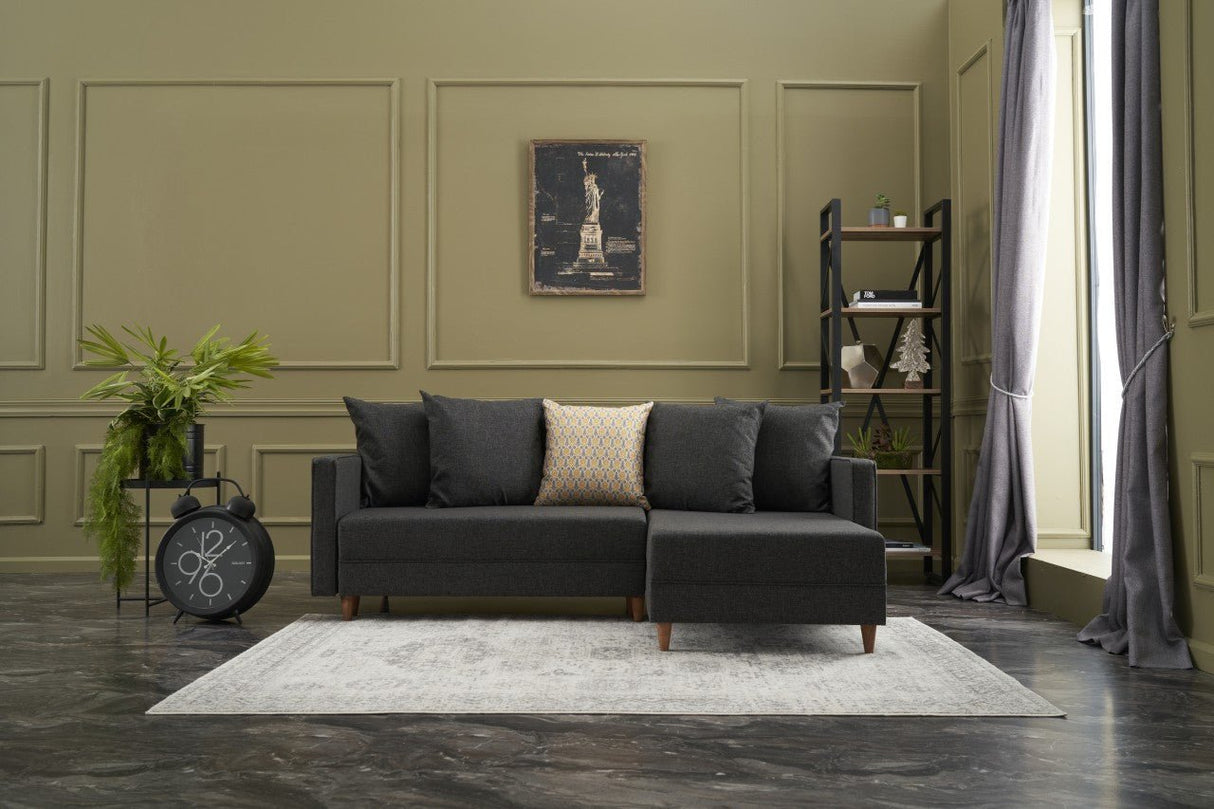 Corner sofa with sleeping function on the right Aydam Anthracite