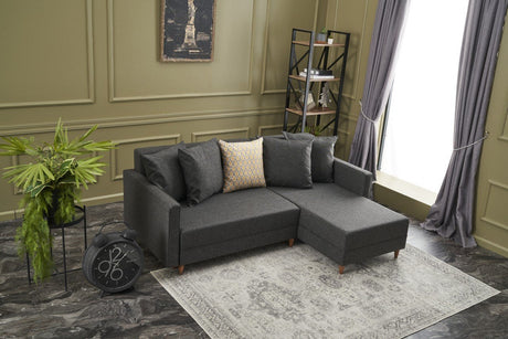 Corner sofa with sleeping function on the right Aydam Anthracite