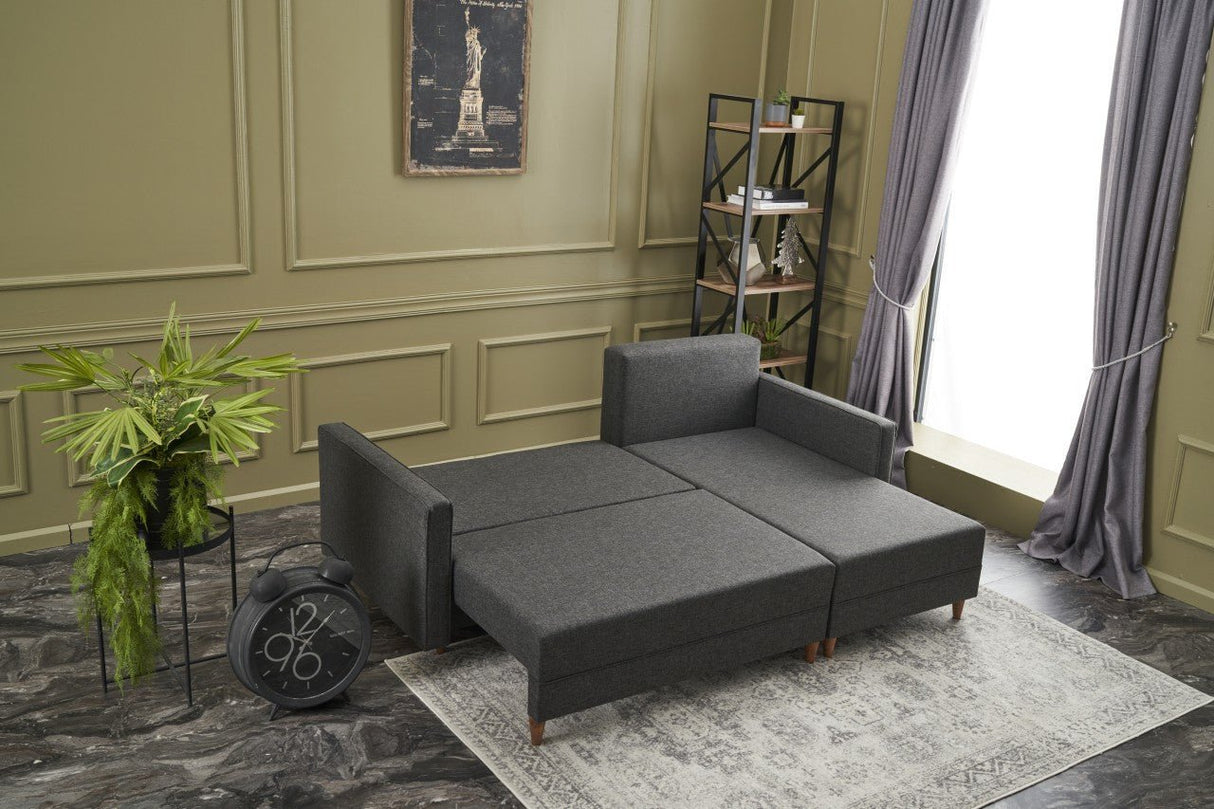 Corner sofa with sleeping function on the right Aydam Anthracite