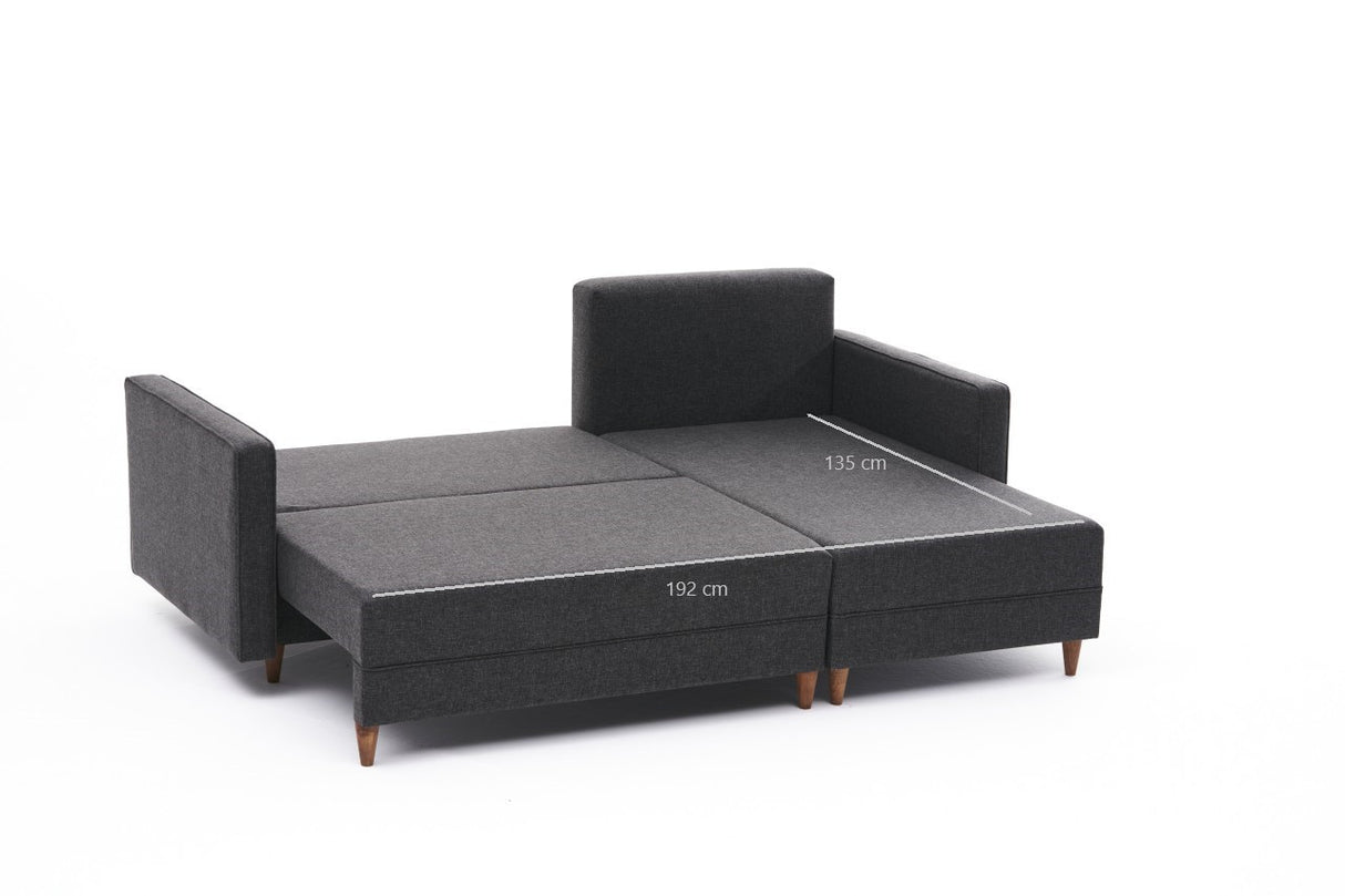 Corner sofa with sleeping function on the right Aydam Anthracite