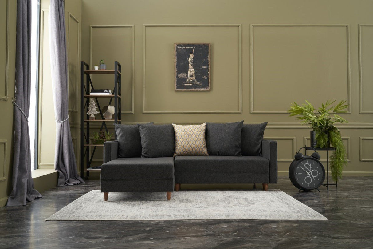 Corner sofa with sleeping function on the left Aydam anthracite