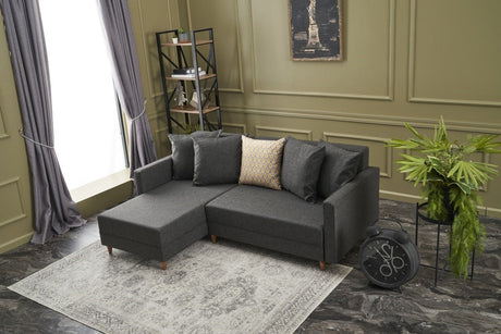 Corner sofa with sleeping function on the left Aydam anthracite