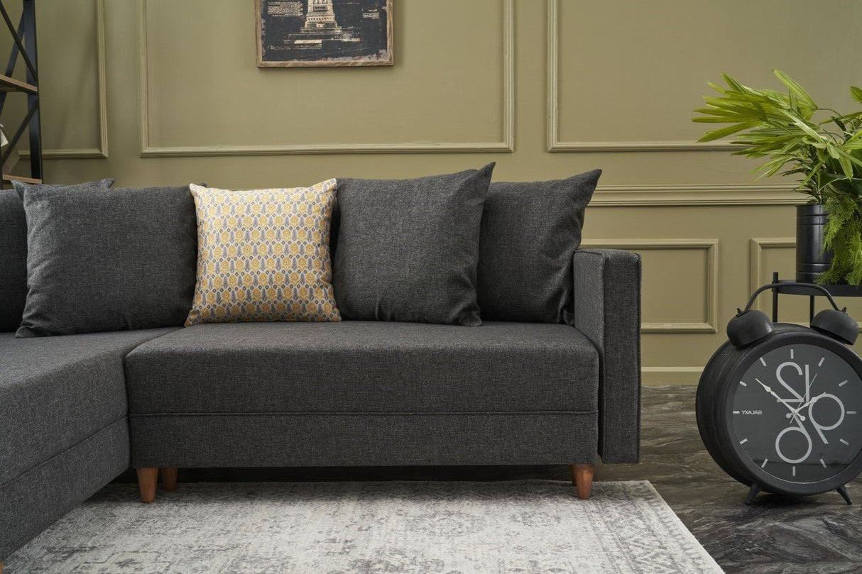 Corner sofa with sleeping function on the left Aydam anthracite