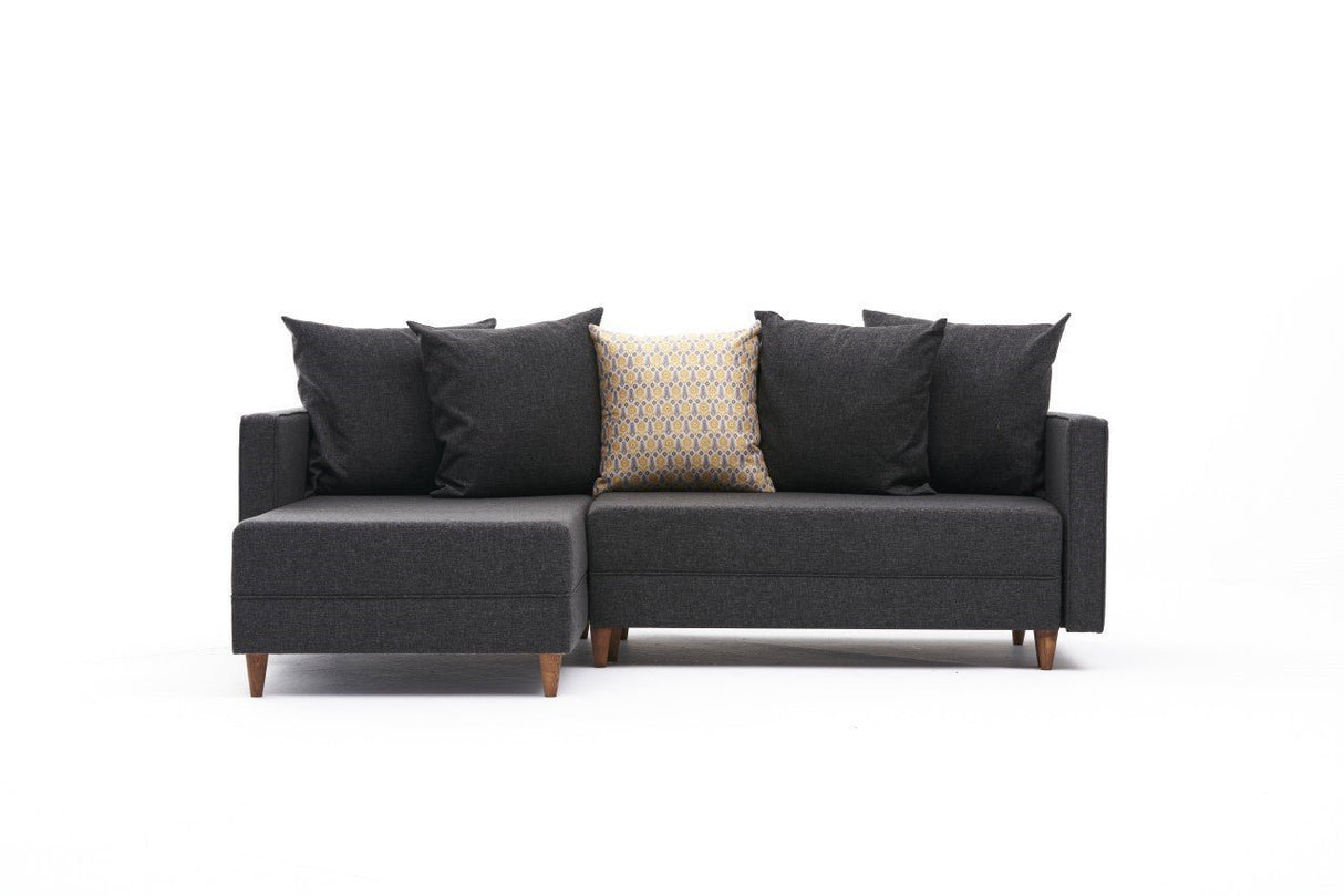 Corner sofa with sleeping function on the left Aydam anthracite