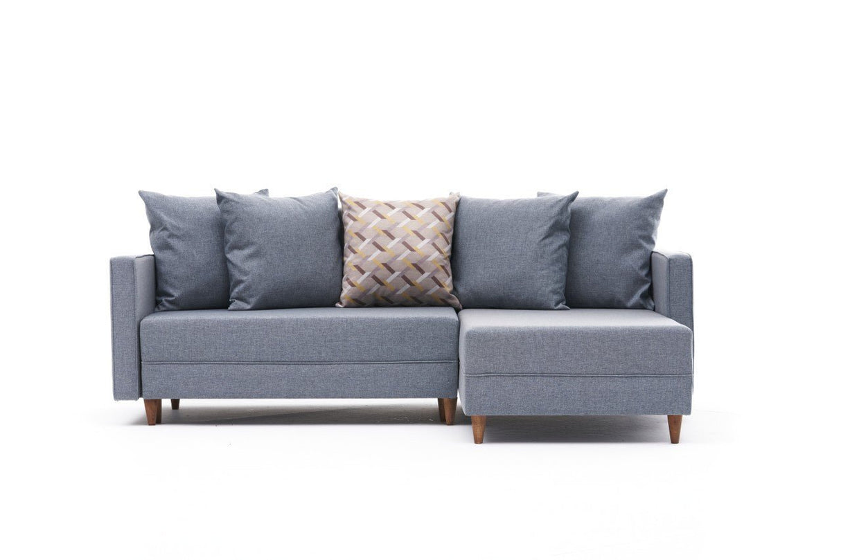 Corner sofa with sleeping function on the right Aydam Blauw