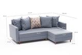 Corner sofa with sleeping function on the right Aydam Blauw