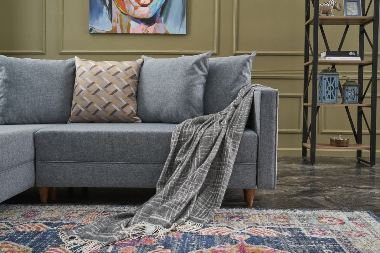 Corner sofa with sleeping function on the left Aydam Blue