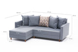 Corner sofa with sleeping function on the left Aydam Blue