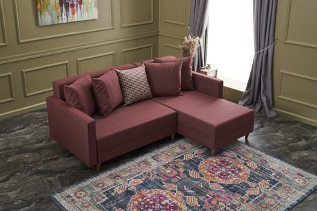 Corner sofa with sleeping function on the right Aydam Claret Red